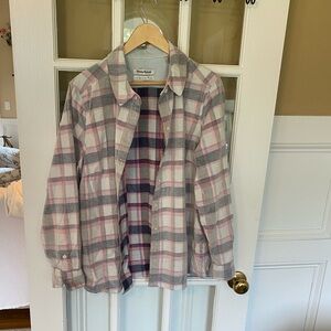 Tommy Bahama Pink and Gray Plaid Soft Corduroy Shirt